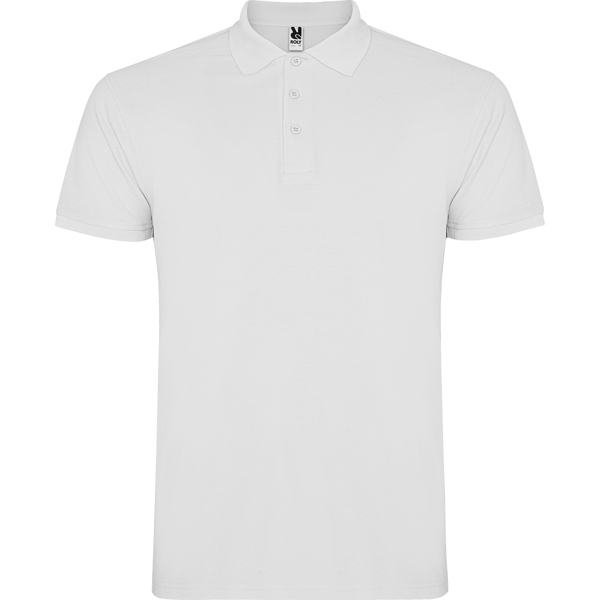 Polo Star personalizado para peñas. Imagen del modelo en blanco; el color final será el seleccionado.